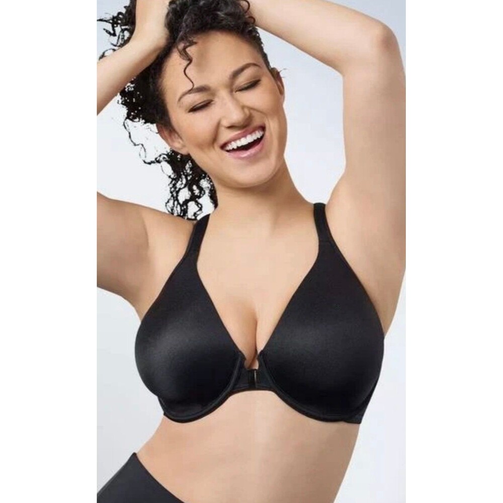 Leading Lady Brigitte Racerback Bra Front Close Underwire Black 46DD